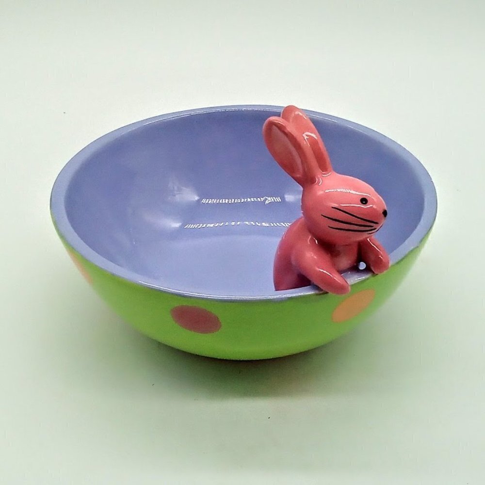 Starbucks Spring 2007 Pastel Polka Dot Ceramic Bunny Bowl